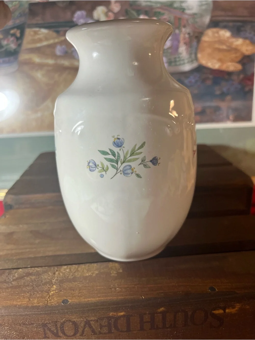 Floral Ceramic Vase - White with Pink Flower Accent pfaltzgraff garden party